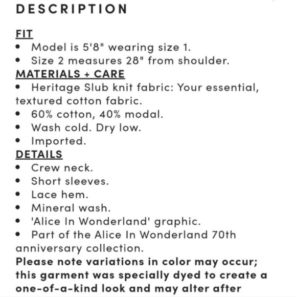 TORRID DISNEY Alice In Wonderland Black Lace Hem Top! NWT! - Picture 6 of 7